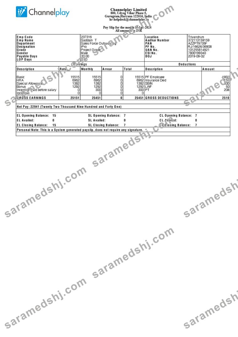 Channelplay payslip template in Word and PDF formats.pdf, 1
